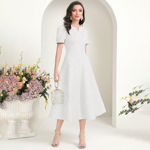 solid color short sleeve dress - MRSLM