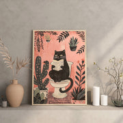 funny black cat reading on toilet canvas poster - MRSLM