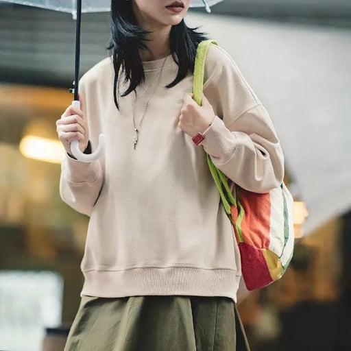 basic solid color loose hoodie - MRSLM