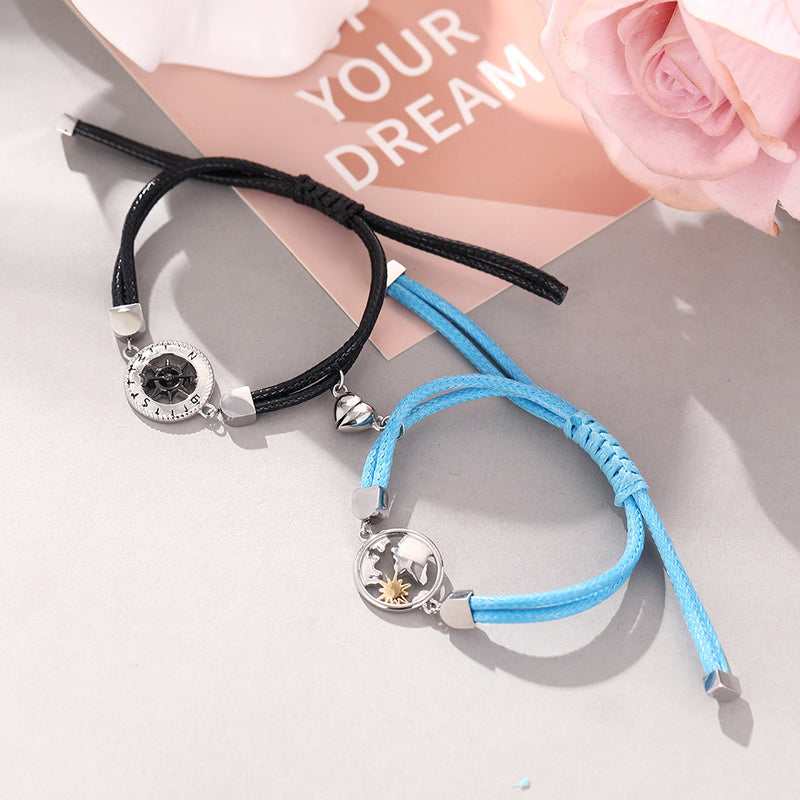 vintage star compass couples bracelet, view 3 - MRSLM