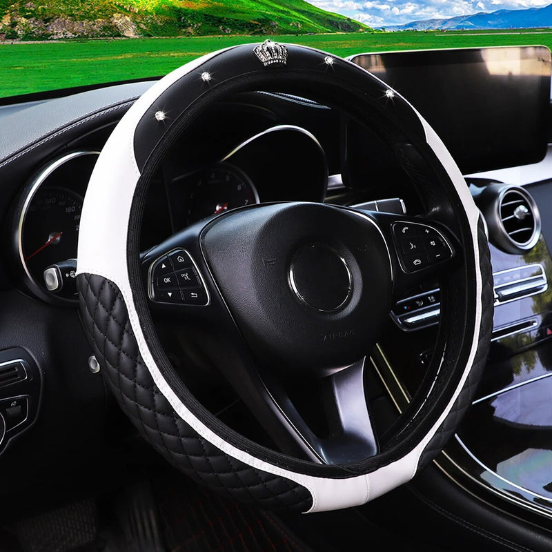 luxury diamond crown steering wheel cover, view 8 - MRSLM