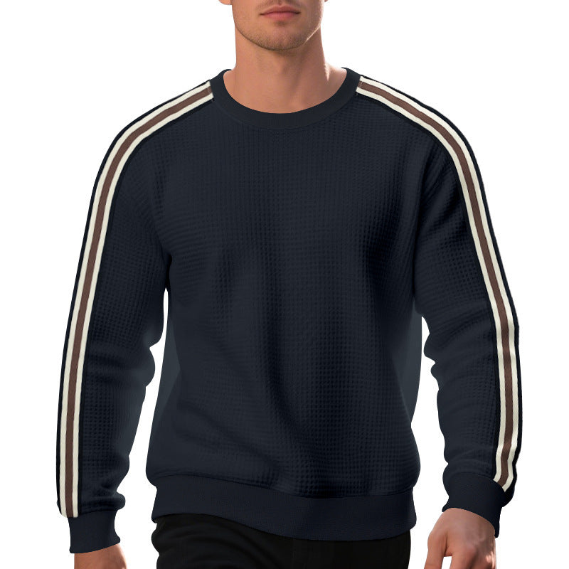 men's striped round neck sweater, view 5 - MRSLM