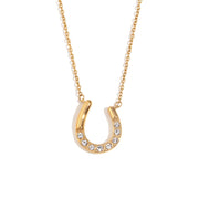 18k gold plated lucky horseshoe pendant necklace, view 3 - MRSLM