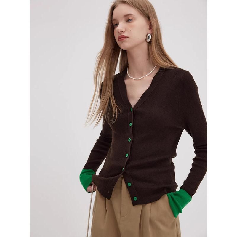 Wool blend V-neck cardigan, view 7 - MRSLM