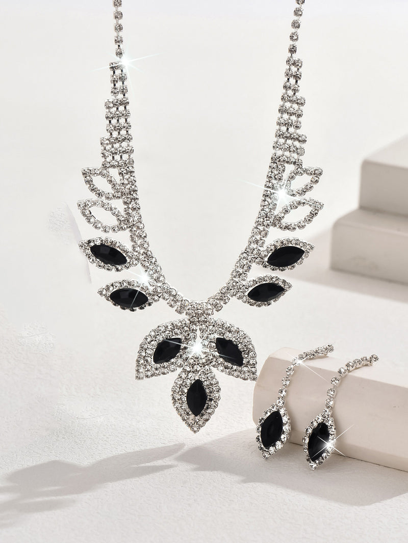 Marquise crystal necklace, earrings and bracelet set, view 9 - MRSLM