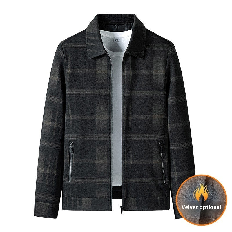 mens turn-down collar plaid coat, view 8 - MRSLM