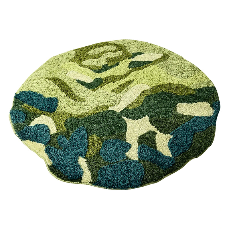 3d round green moss rug, view 5 - MRSLM