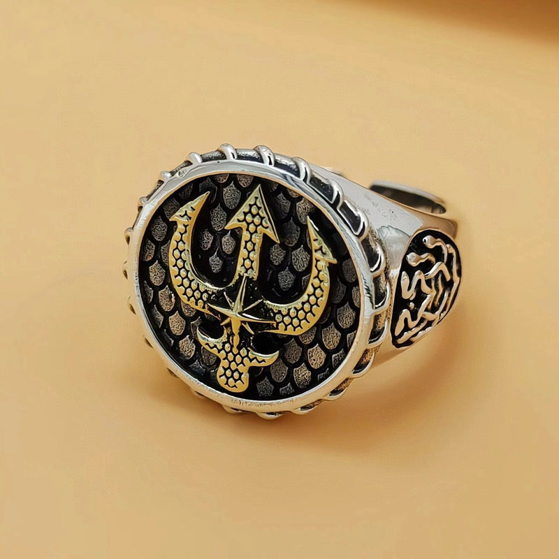 s925 silver men's boat anchor ring - MRSLM