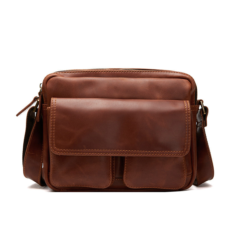 Men's leather shoulder messenger bag, view 2 - MRSLM