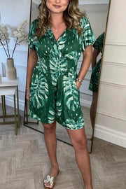 Leaf print short-sleeve summer outfit for women, view 7 - MRSLM