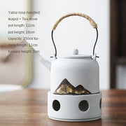 japanese style ceramic tea pot and warmer set, view 5 - MRSLM