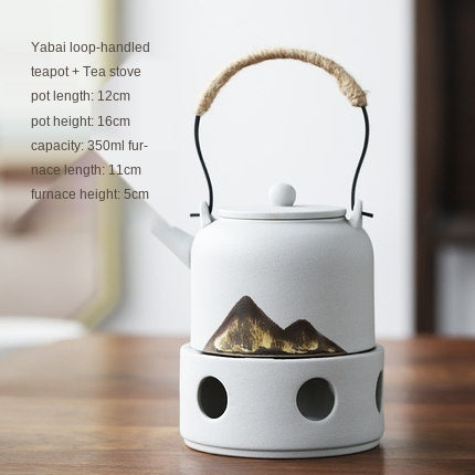 japanese style ceramic tea pot and warmer set, view 5 - MRSLM