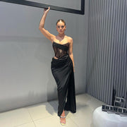 black lace tube top hollow dress, view 4 - MRSLM