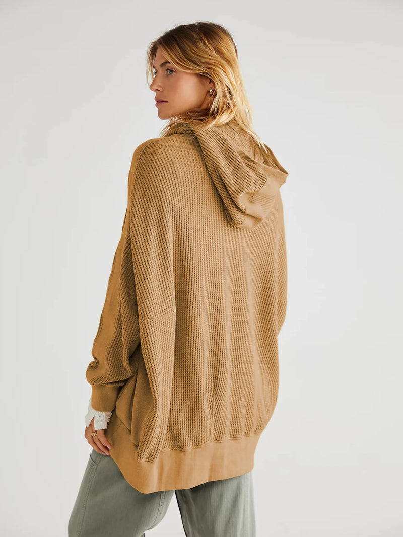 oversized waffle knit zipper hoodie, view 5 - MRSLM