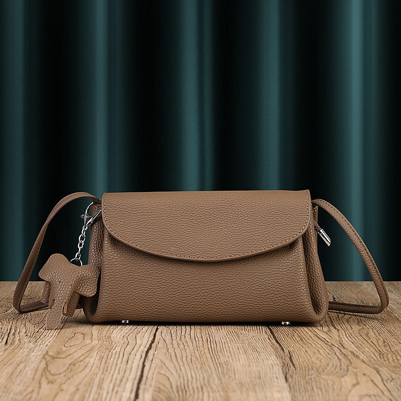 soft cowhide pleated crossbody bag, view 6 - MRSLM