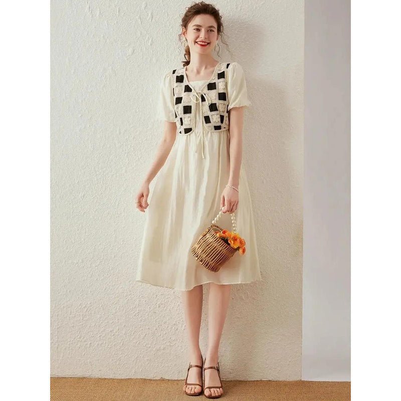 fake two-piece vest dress, view 4 - MRSLM