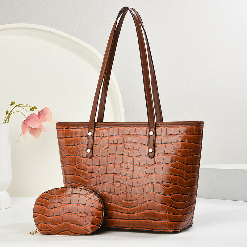 vintage PU tote bag for women, view 2 - MRSLM