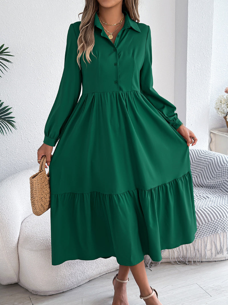 lapel loose ruffled shirt dress, view 10 - MRSLM