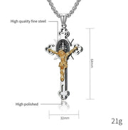 Saint Benedict medal cross necklace, view 9 - MRSLM