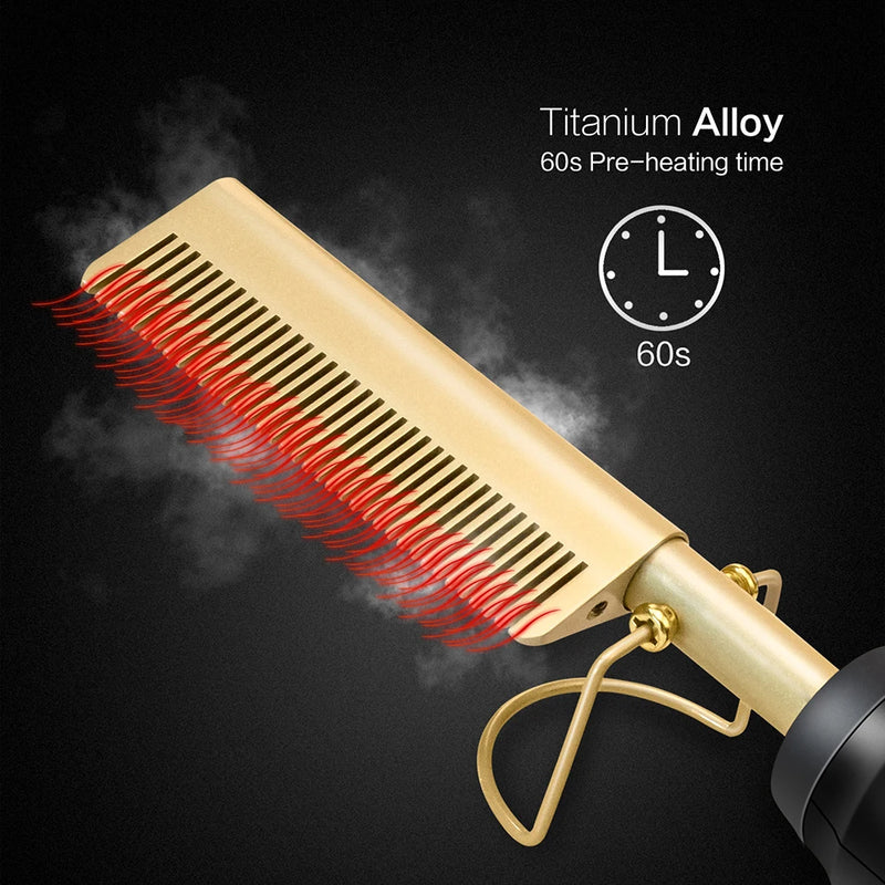 electric hot comb hair straightening brush, view 5 - MRSLM