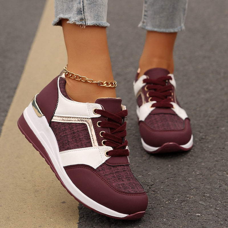 Colorblock lace-up thick-sole sneakers - MRSLM