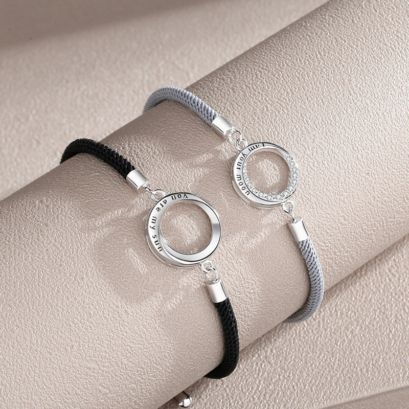 sun and moon couple bracelets sterling silver, view 4 - MRSLM