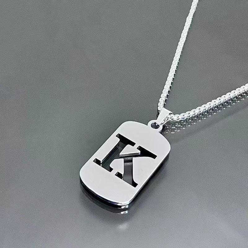 titanium steel letter necklace, view 30 - MRSLM