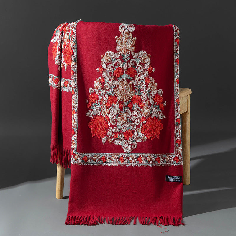 embroidered knitted shawl, view 10 - MRSLM