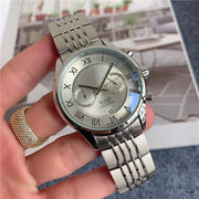 steel band five-hand calendar quartz watch, view 3 - MRSLM