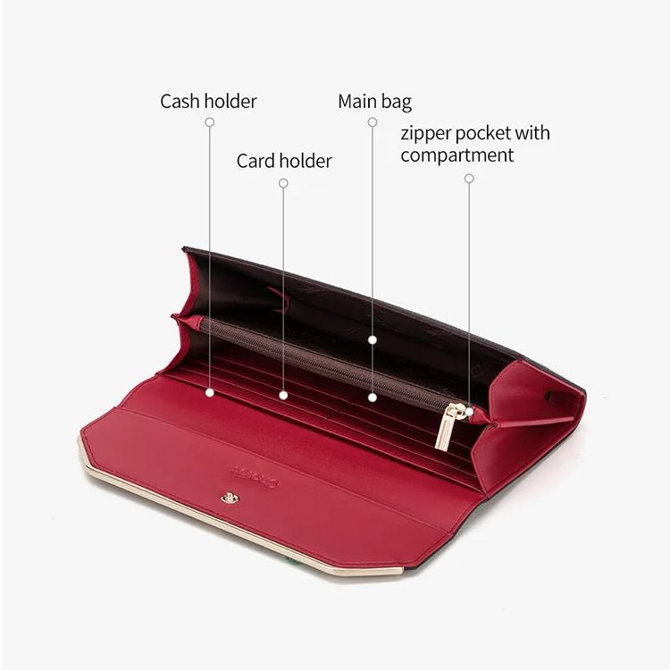 animal engraved women's long faux leather wallet, view 8 - MRSLM