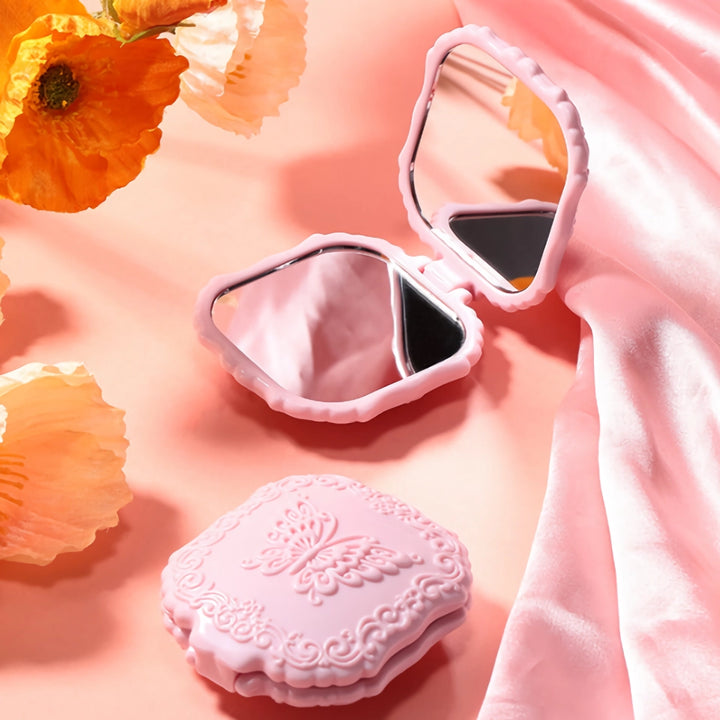 Vintage Butterfly Folding Makeup Mirror - Compact & Cute