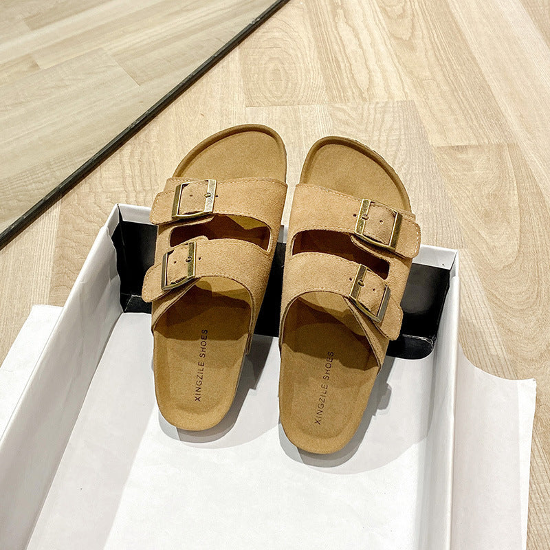 women's suede flip-flops, view 4 - MRSLM