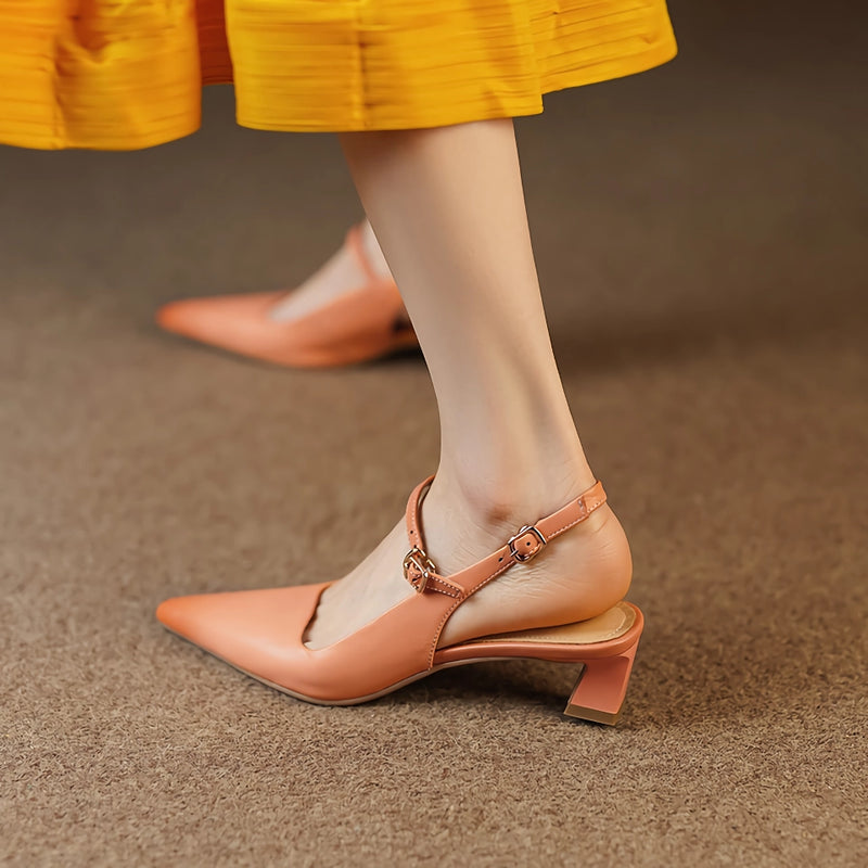 genuine leather high heel sandals, view 5 - MRSLM