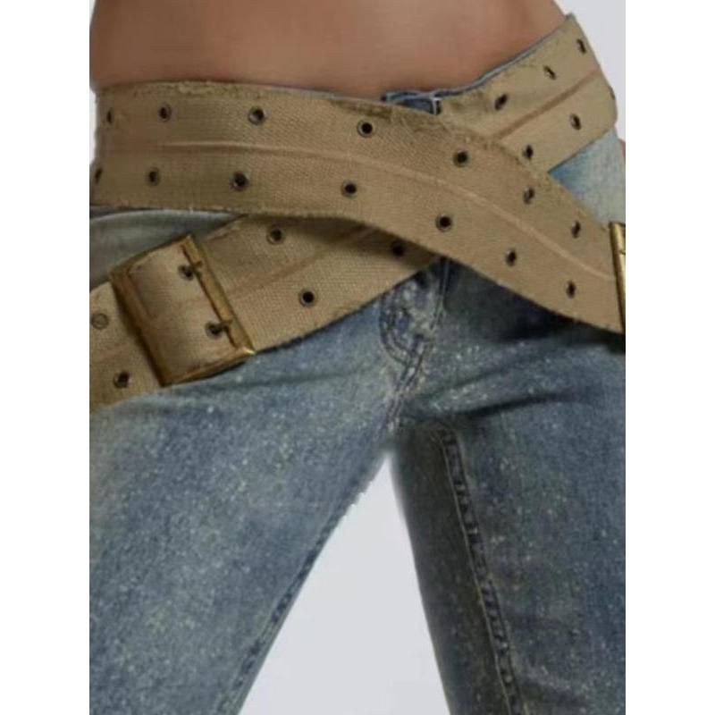 low waist slim-fit pencil jeans with canvas belt, view 5 - MRSLM