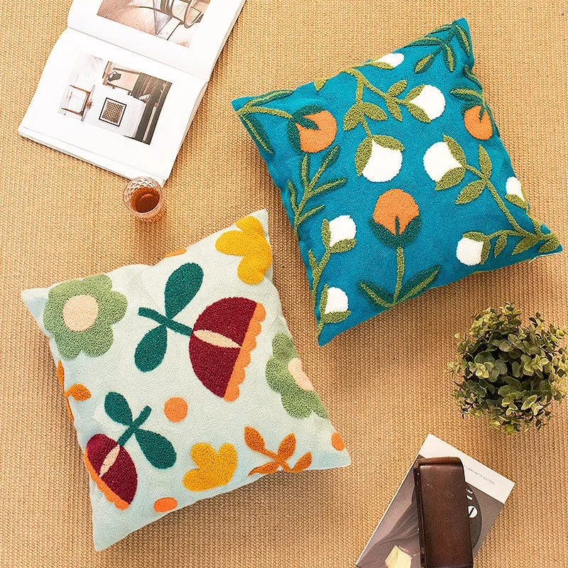 floral embroidery cushion cover, view 9 - MRSLM