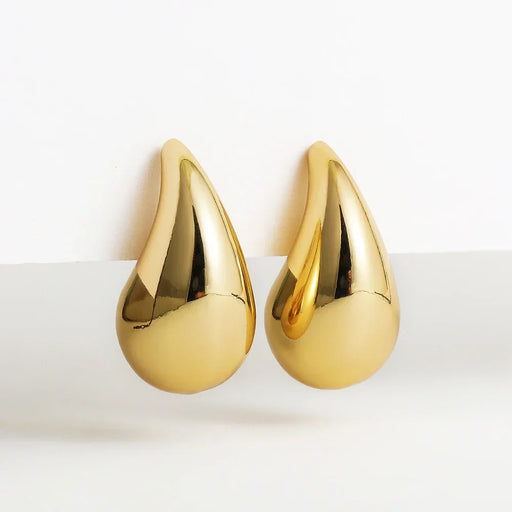 chunky gold-plated waterdrop earrings, view 2 - MRSLM