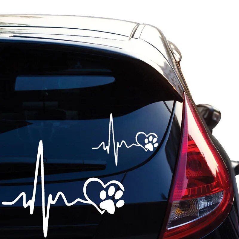 cute ecg heart and paw car decal, view 5 - MRSLM