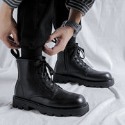 black leather ankle boots with zipper, view 8 - MRSLM
