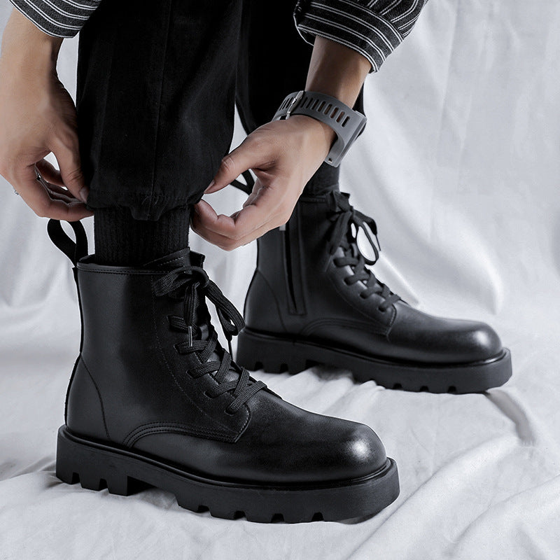 black leather ankle boots with zipper, view 8 - MRSLM