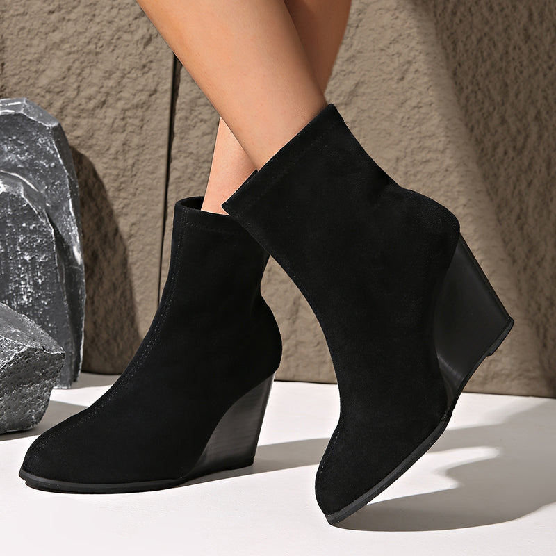 women's suede wedge boots, view 4 - MRSLM