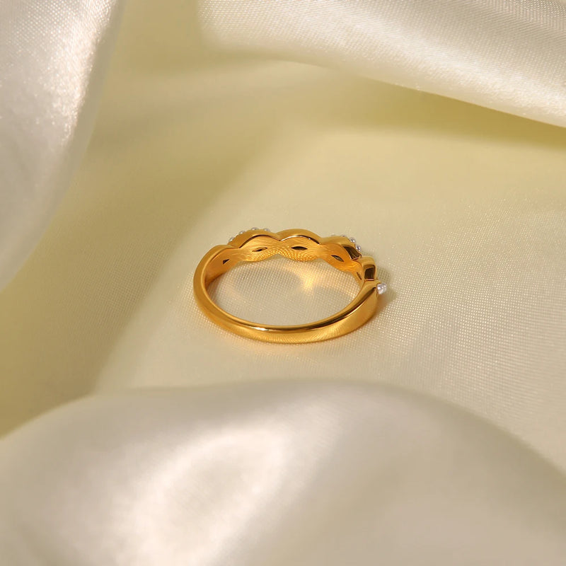 twisted pearl gold plated stacking ring, view 5 - MRSLM