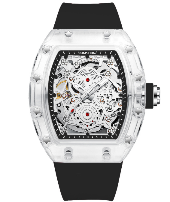 transparent barrel skeleton automatic watch, view 3 - MRSLM