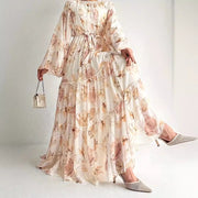 chiffon flower print long dress, view 2 - MRSLM