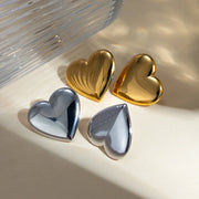 gold plated heart stud earrings, view 7 - MRSLM