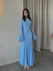 Square collar bell sleeve dress, view 10 - MRSLM