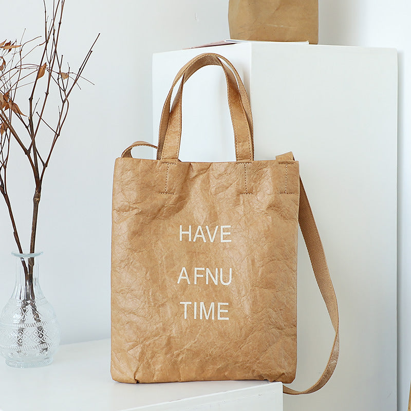 vintage washed kraft paper tote bag, view 6 - MRSLM