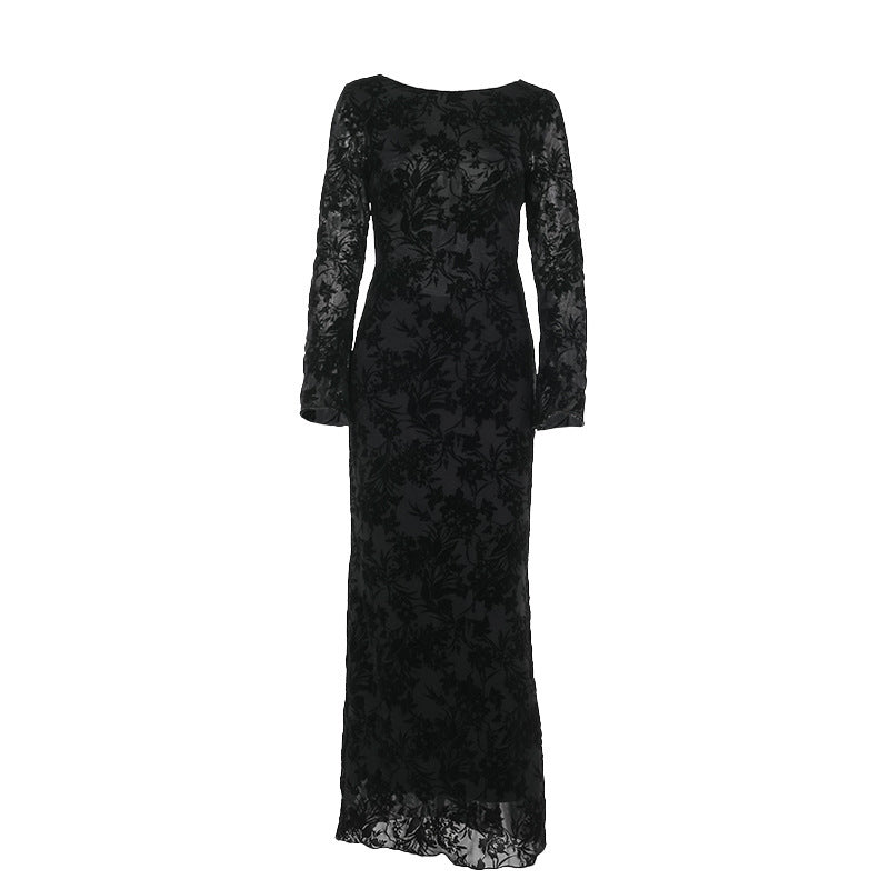 slim bare back dress, view 5 - MRSLM