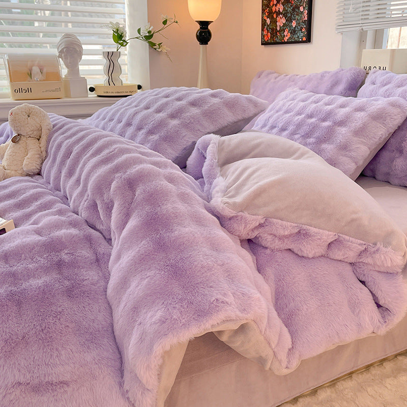 Plush milk fiber four-piece bedding set, view 11 - MRSLM