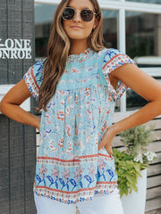 women's all-match round neck loose printed top, view 2 - MRSLM