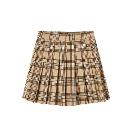asymmetrical pleated knee-length skirt, view 2 - MRSLM